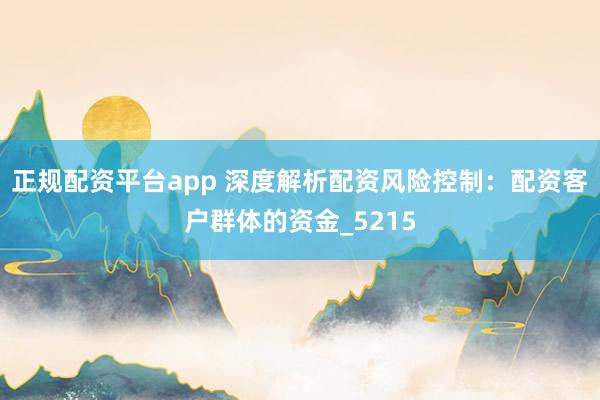正规配资平台app 深度解析配资风险控制：配资客户群体的资金_5215