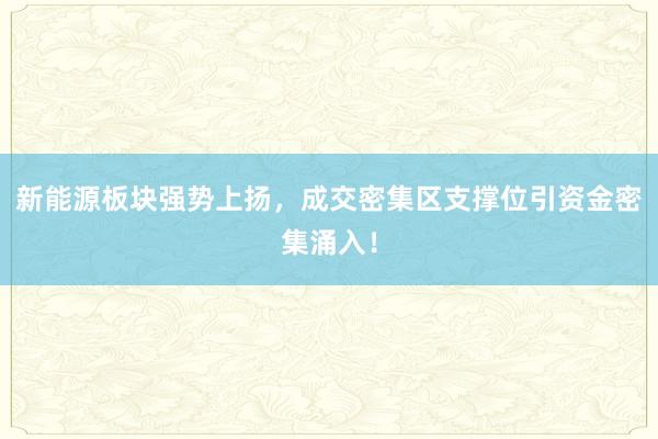 新能源板块强势上扬，成交密集区支撑位引资金密集涌入！