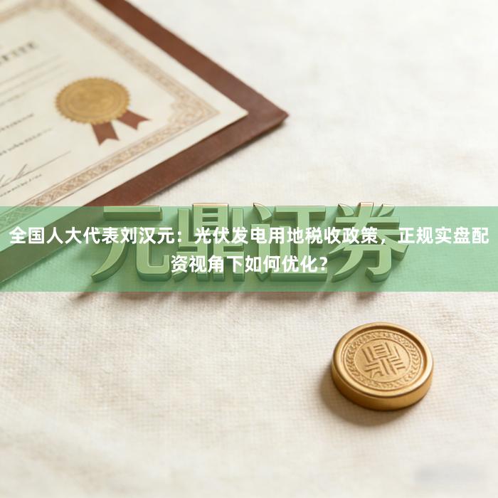 全国人大代表刘汉元：光伏发电用地税收政策，正规实盘配资视角下如何优化？