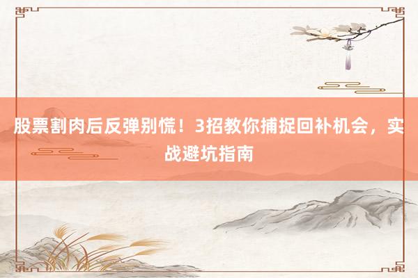 股票割肉后反弹别慌！3招教你捕捉回补机会，实战避坑指南