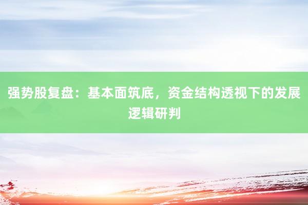 强势股复盘：基本面筑底，资金结构透视下的发展逻辑研判