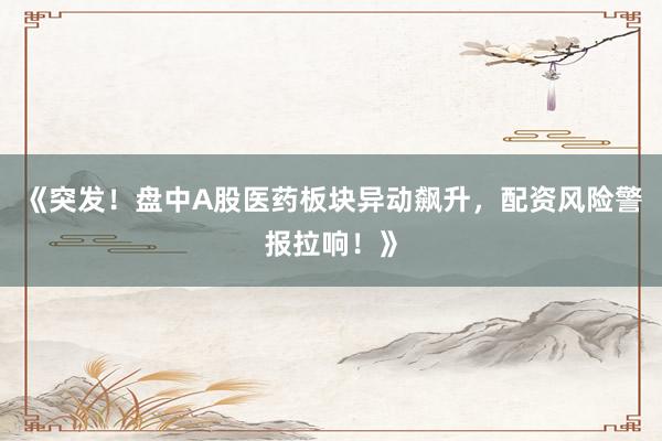 《突发！盘中A股医药板块异动飙升，配资风险警报拉响！》