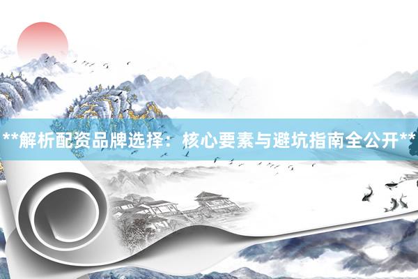 **解析配资品牌选择：核心要素与避坑指南全公开**