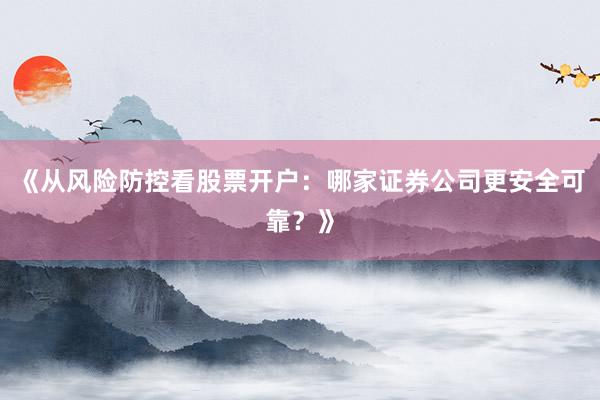 《从风险防控看股票开户：哪家证券公司更安全可靠？》