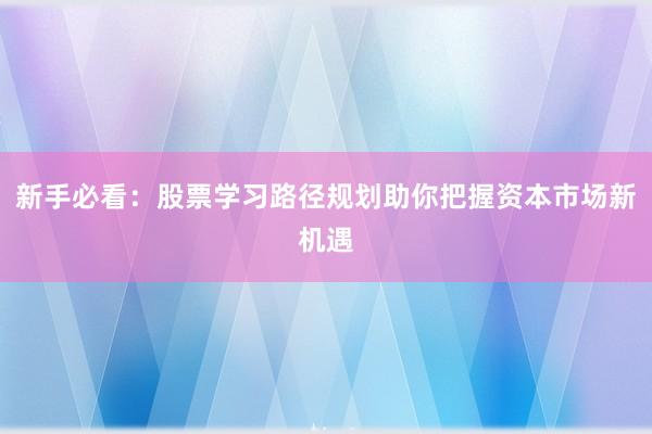 新手必看：股票学习路径规划助你把握资本市场新机遇