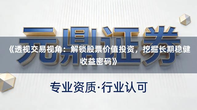 《透视交易视角:解锁股票价值投资,挖掘长期稳健收益密码》